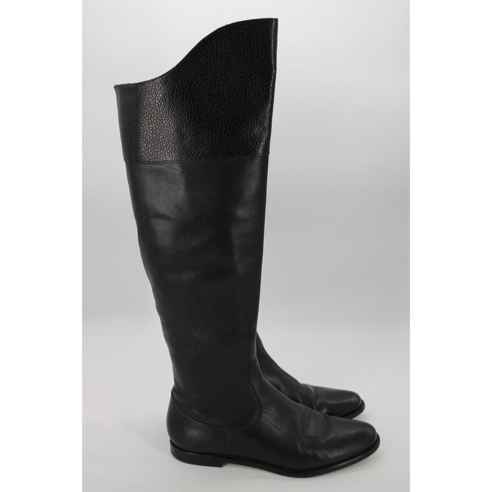 Black Women's Tall Leather Riding Boots